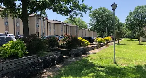 Anndell Park Apartments community grounds and walkway
